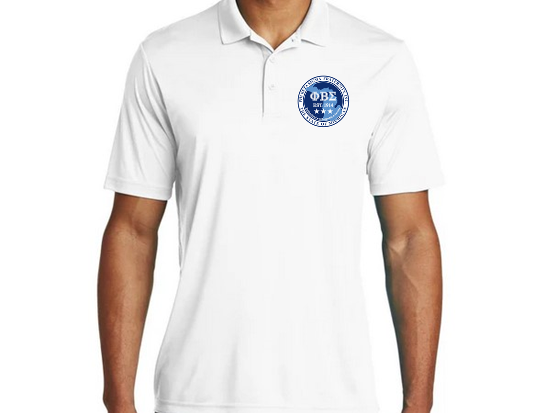 Phi Beta Sigma STATE OF MI Dri-Fit WHITE Polo