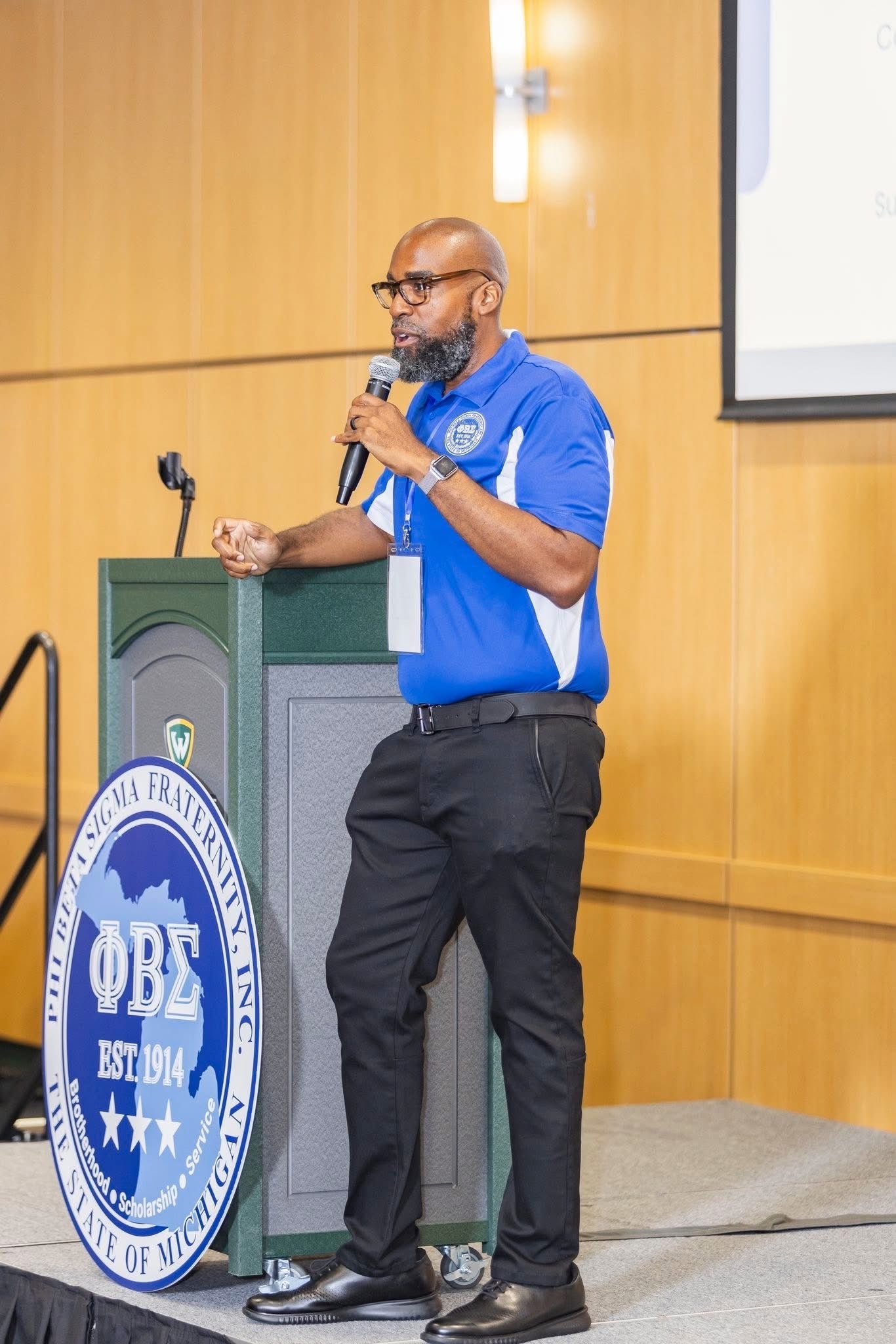 Phi Beta Sigma STATE OF MI Dri-Fit Royal & WHITE Polo