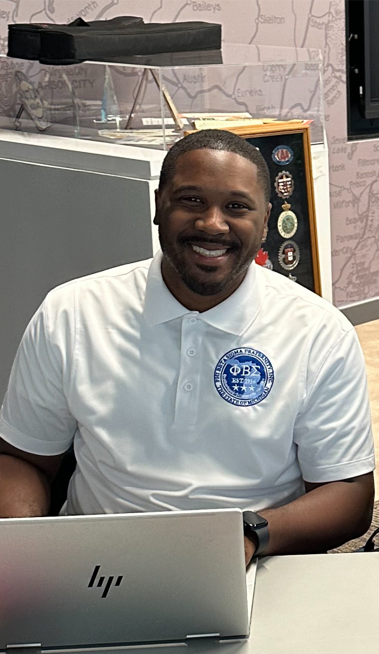 Phi Beta Sigma STATE OF MI Dri-Fit WHITE Polo