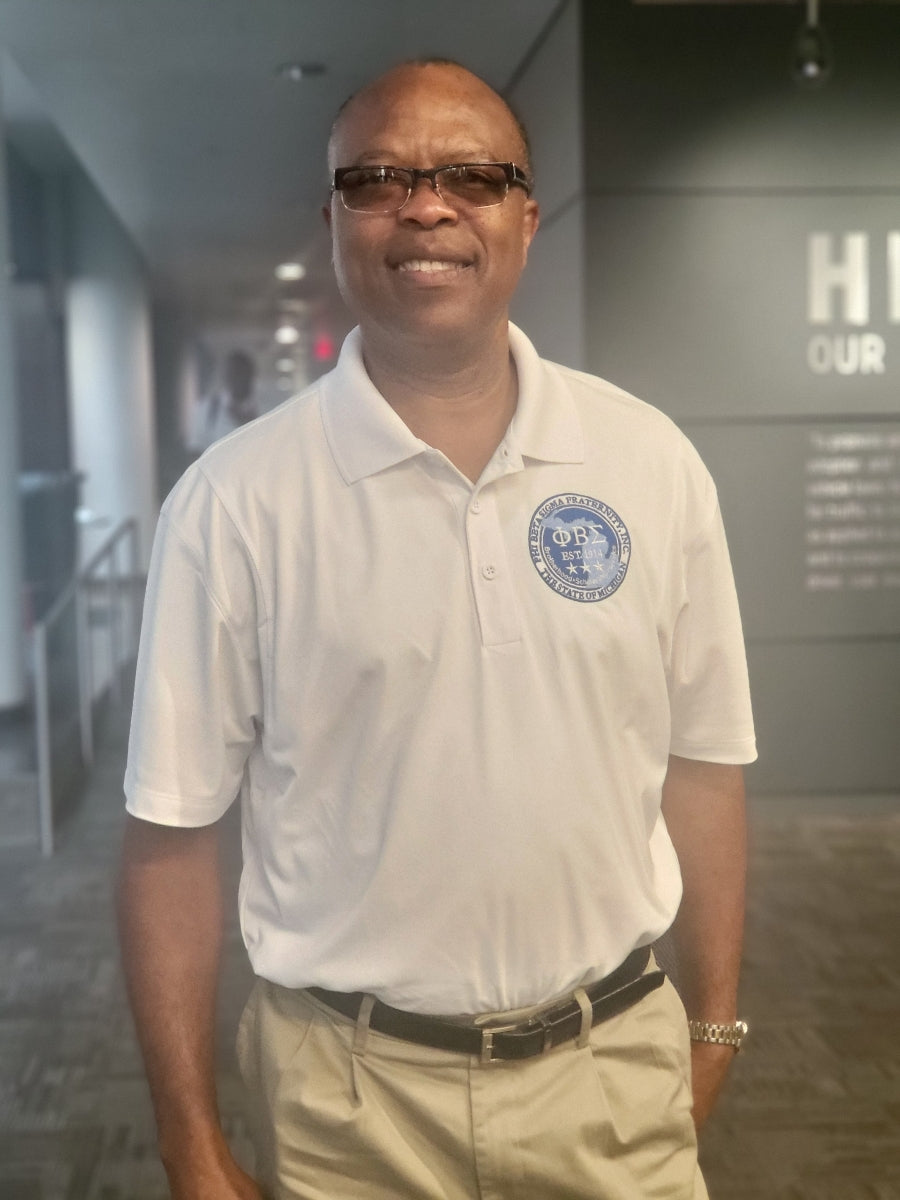 Phi Beta Sigma STATE OF MI Dri-Fit WHITE Polo