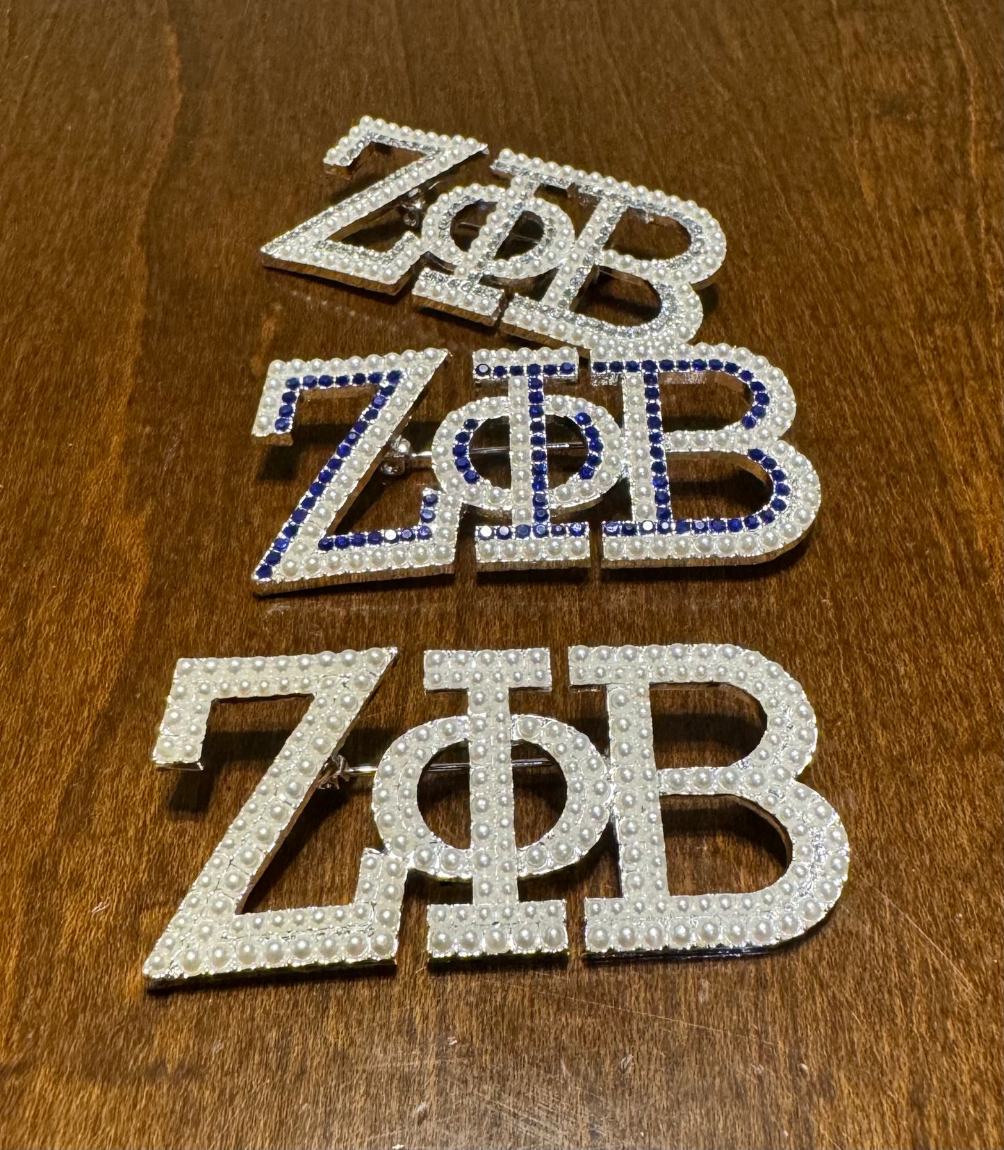 Zeta Greek Letter Pearl Brooch