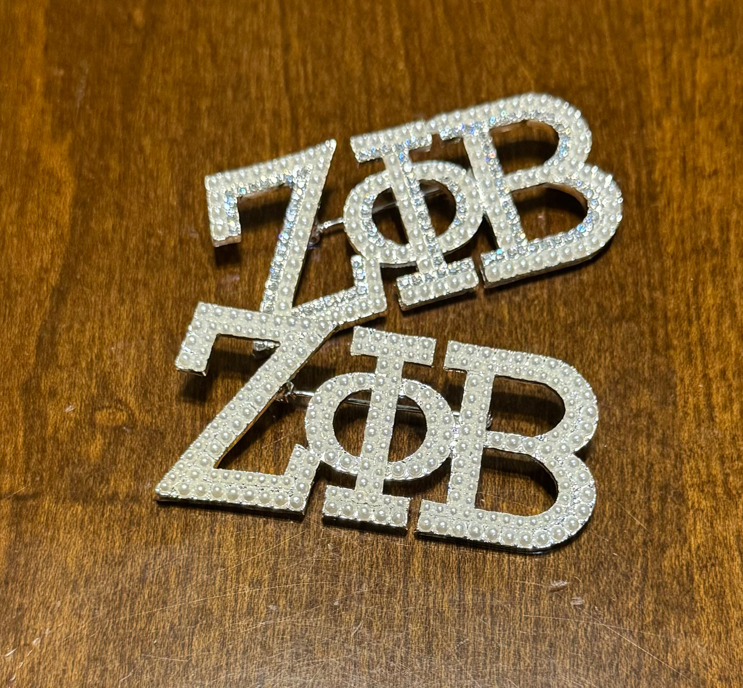 Zeta Greek Letter Pearl Brooch