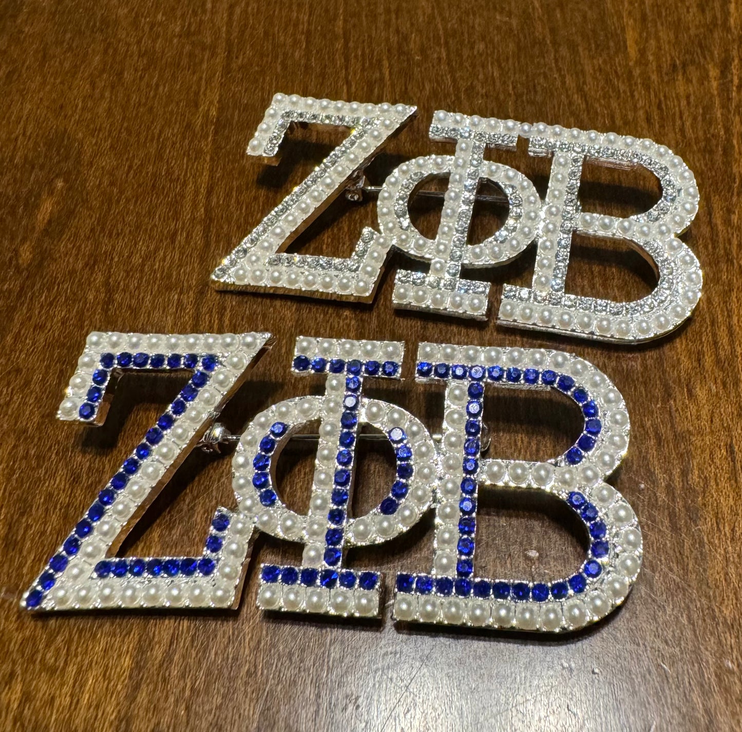 Zeta Greek Letter Pearl Brooch