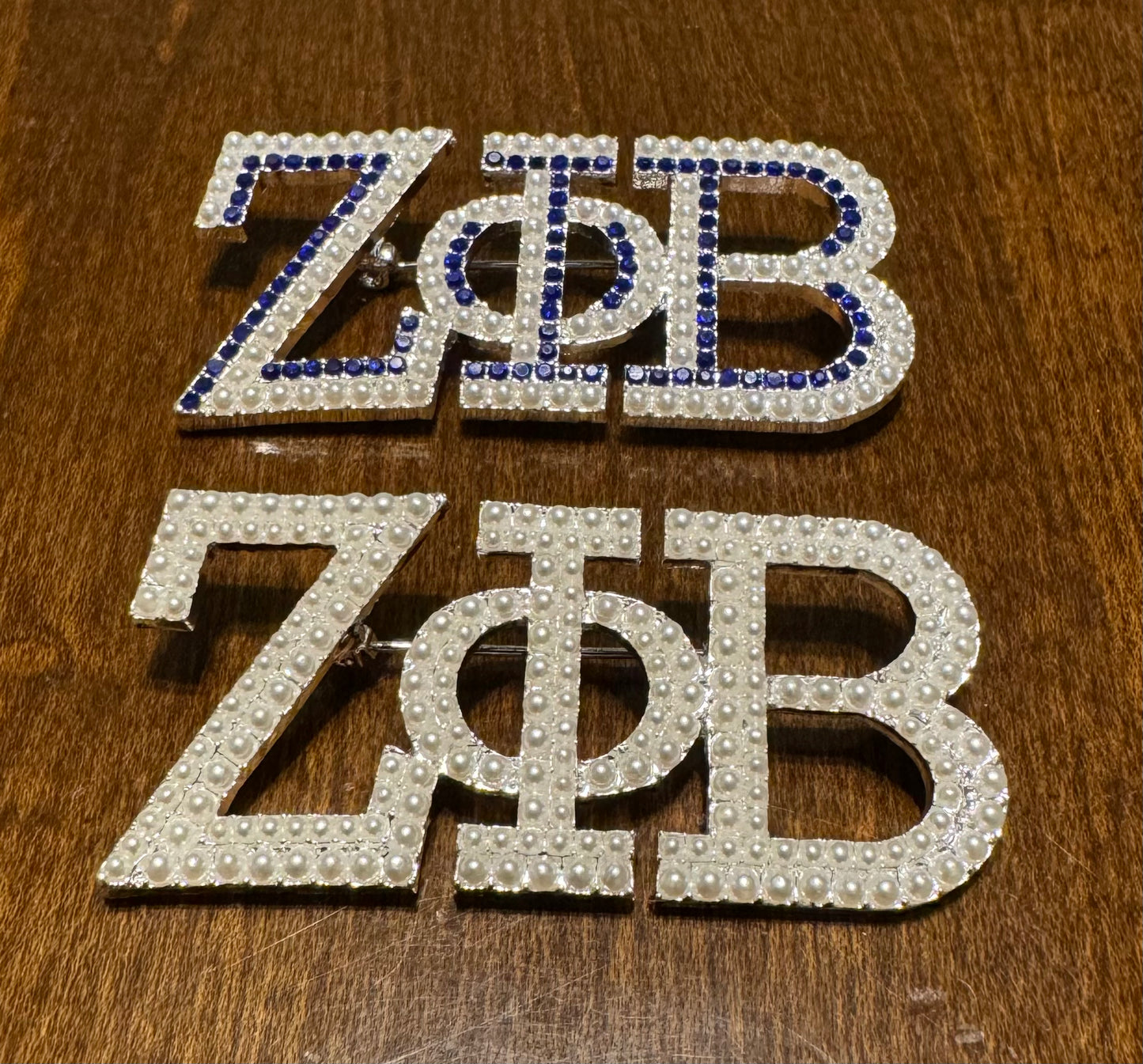 Zeta Greek Letter Pearl Brooch