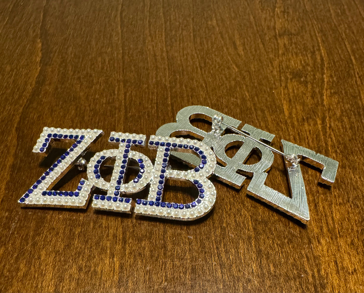 Zeta Greek Letter Pearl Brooch