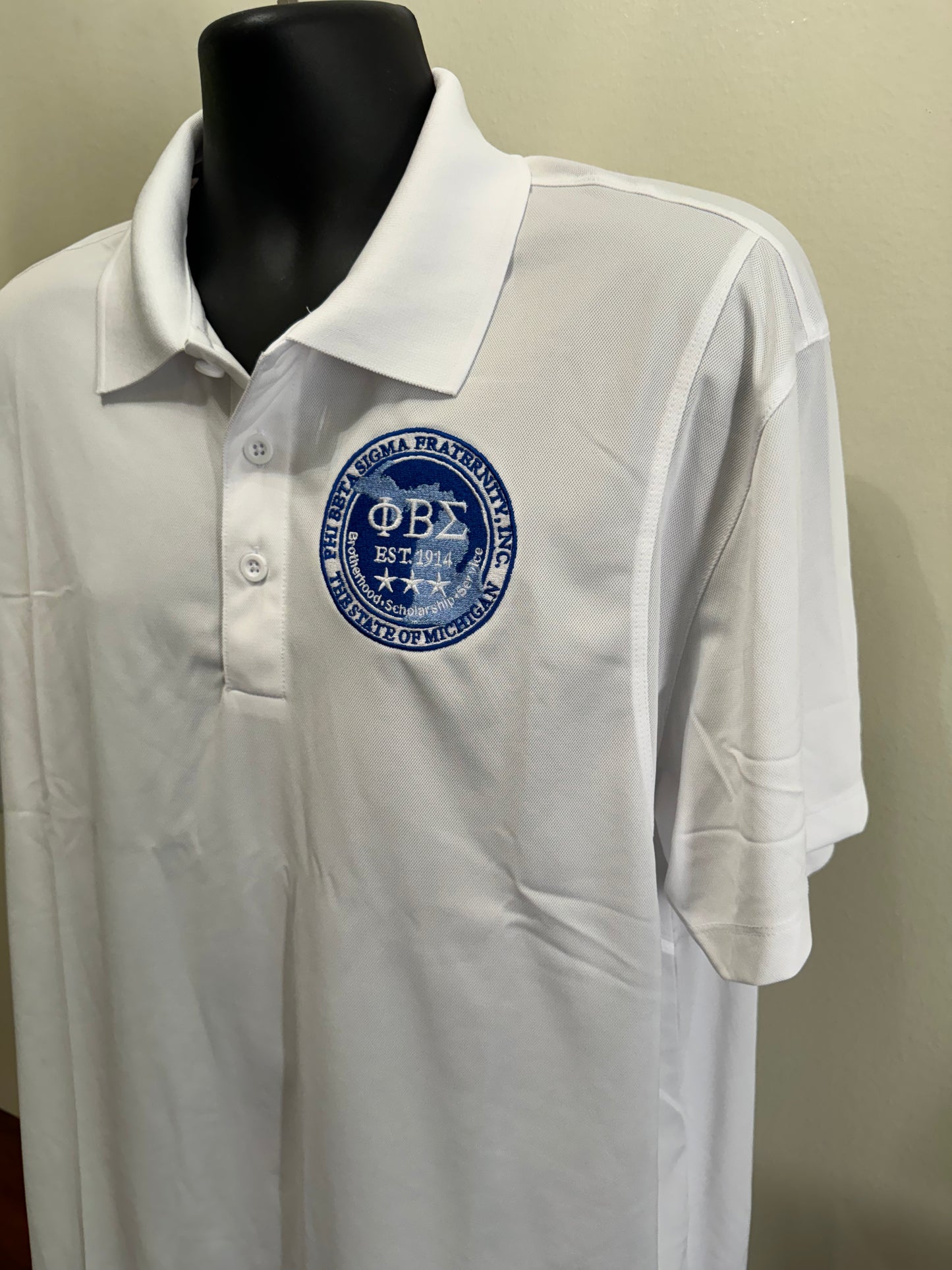 Phi Beta Sigma STATE OF MI Dri-Fit WHITE Polo