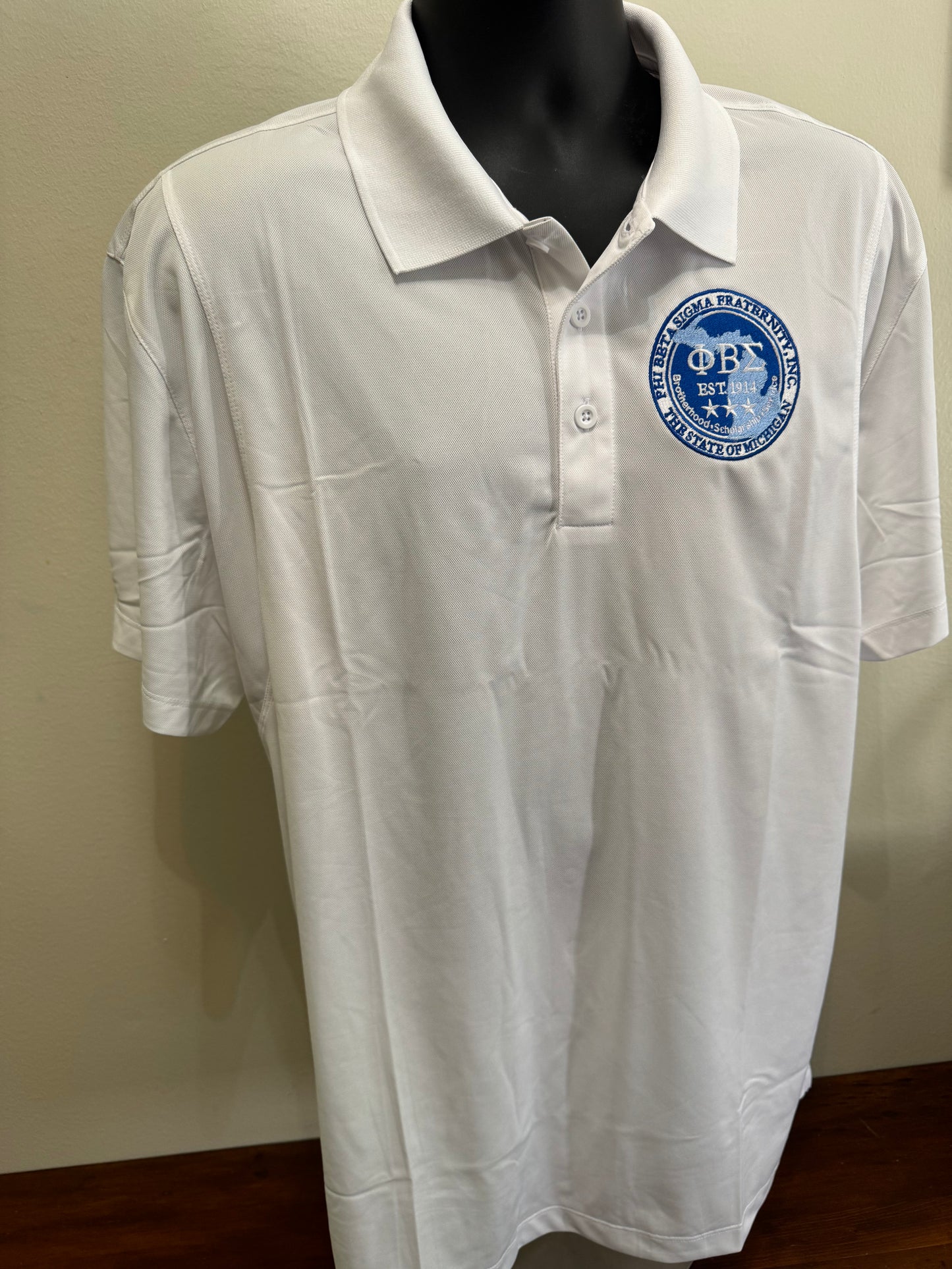 Phi Beta Sigma STATE OF MI Dri-Fit WHITE Polo
