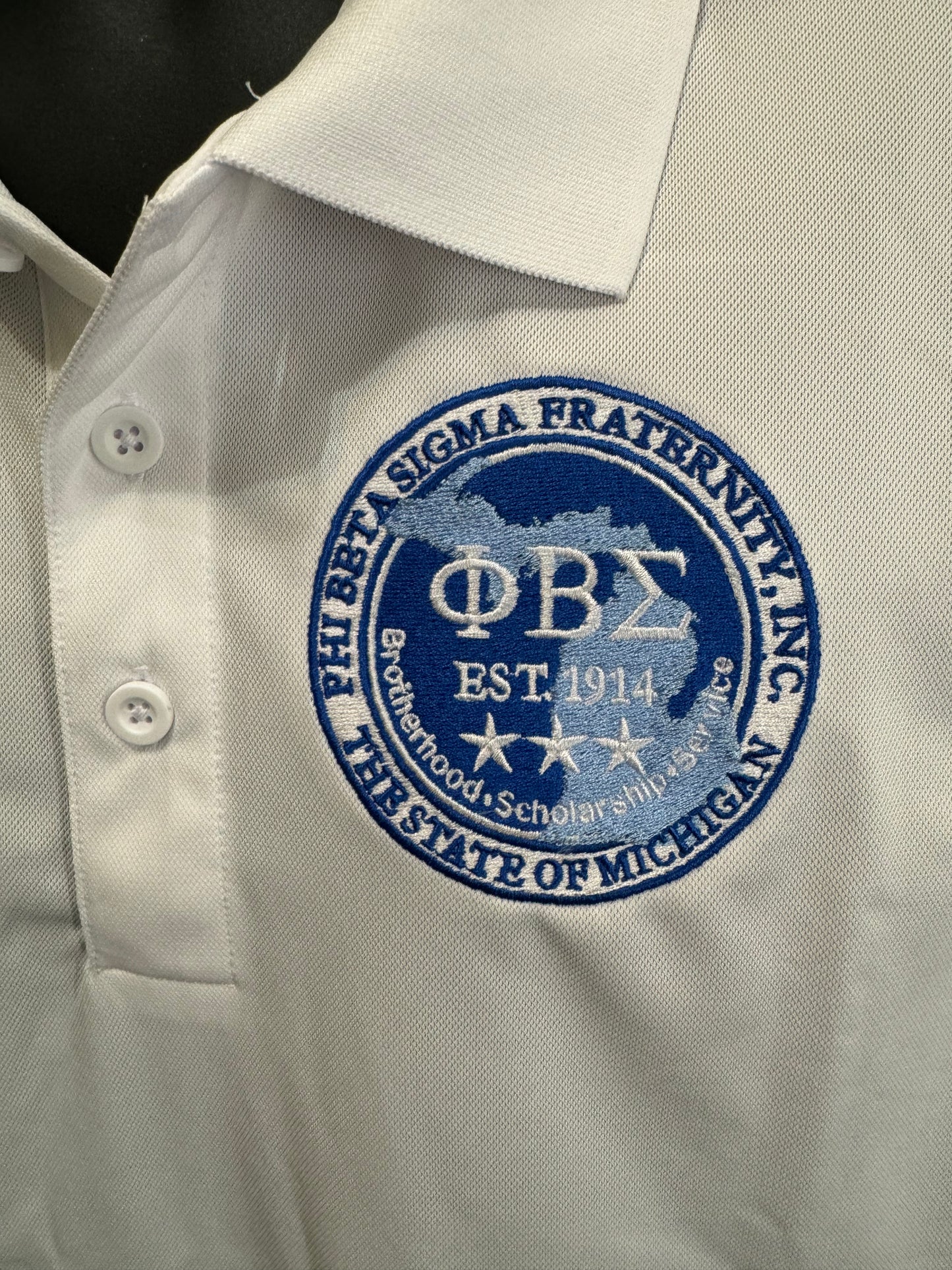 Phi Beta Sigma STATE OF MI Dri-Fit WHITE Polo
