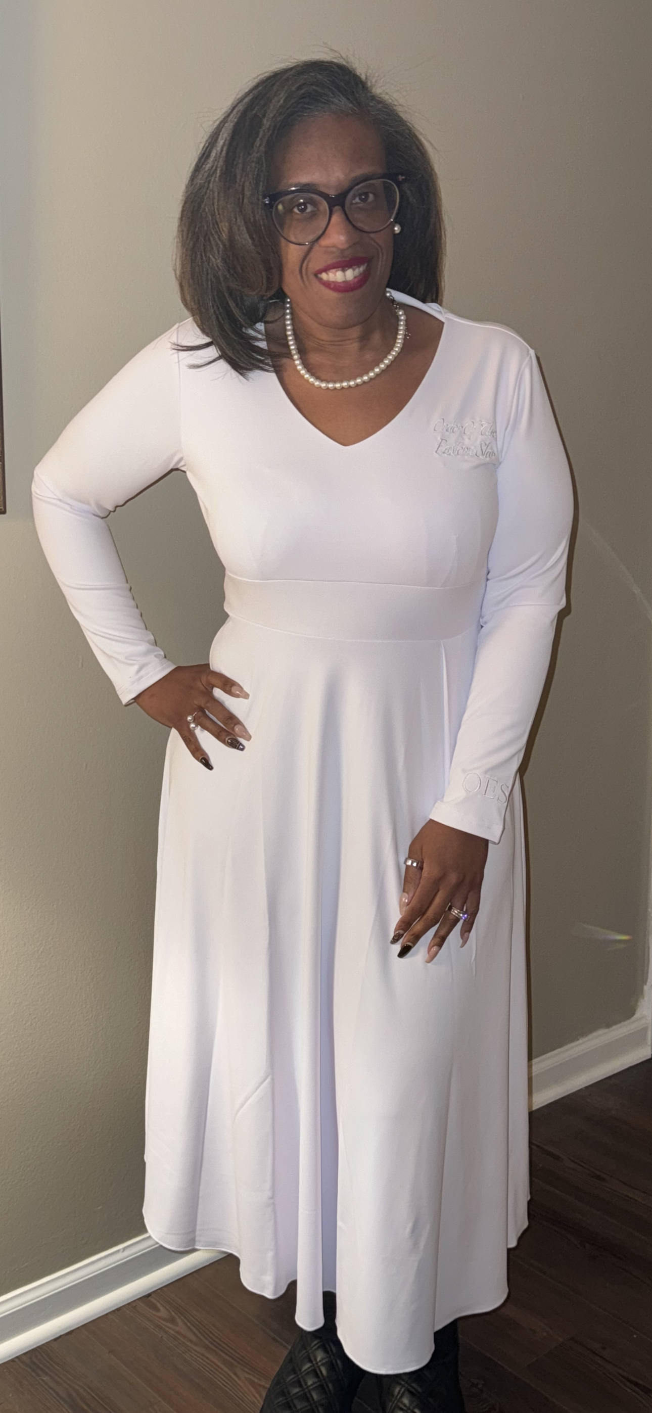 OES White Full Hem Dress