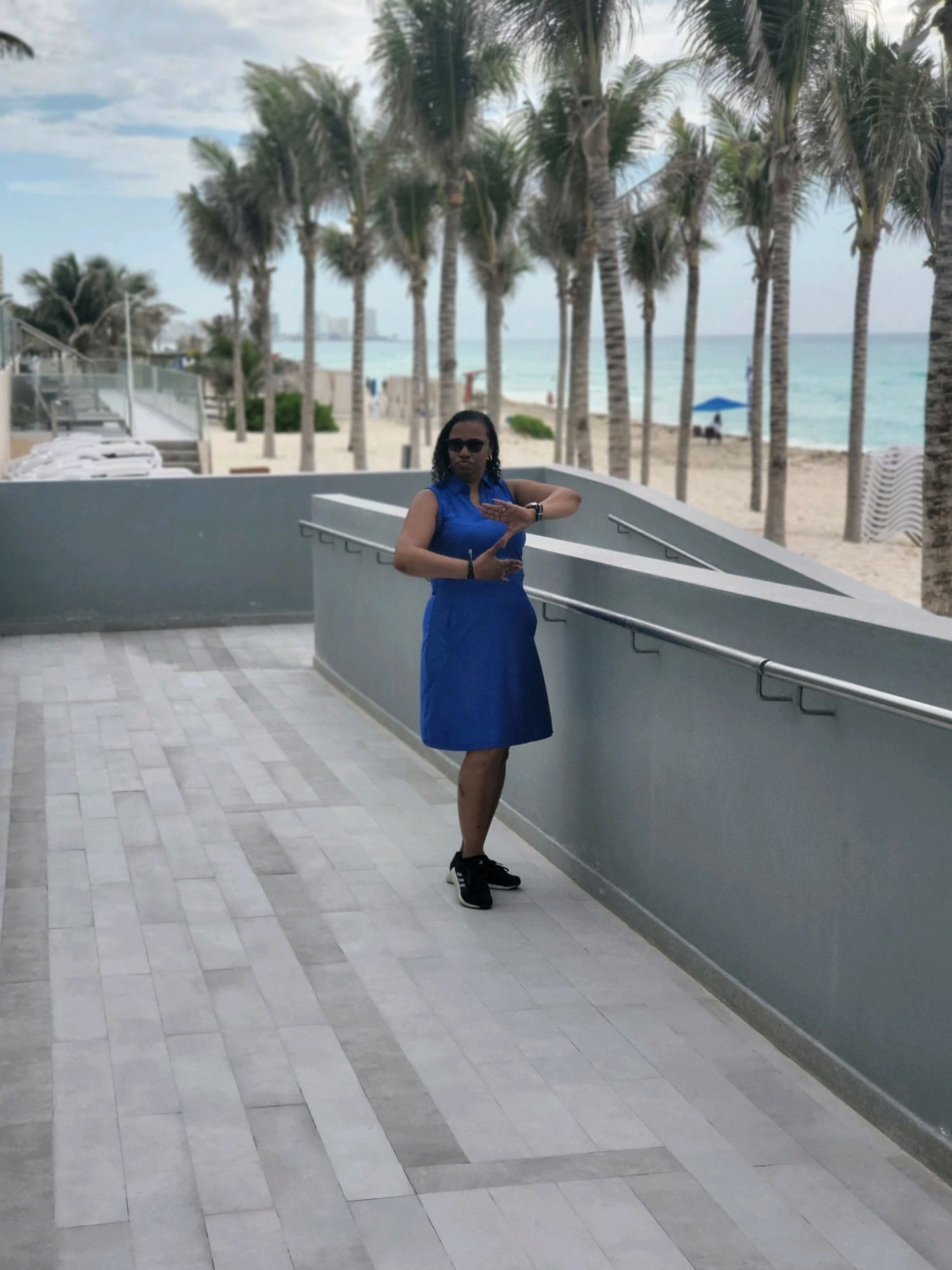 Blue V-Neck Sleeveless Golf/Tennis Dress with matching shorts
