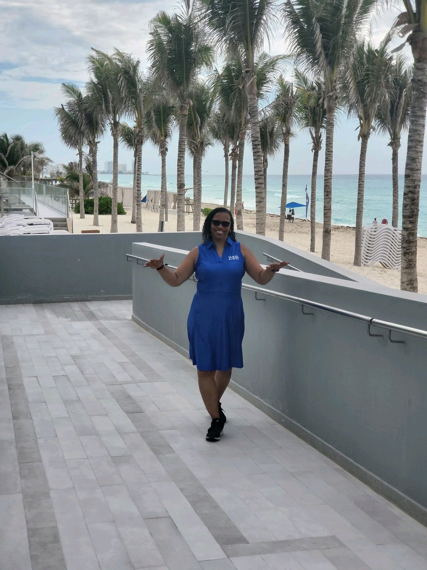 Blue V-Neck Sleeveless Golf/Tennis Dress with matching shorts