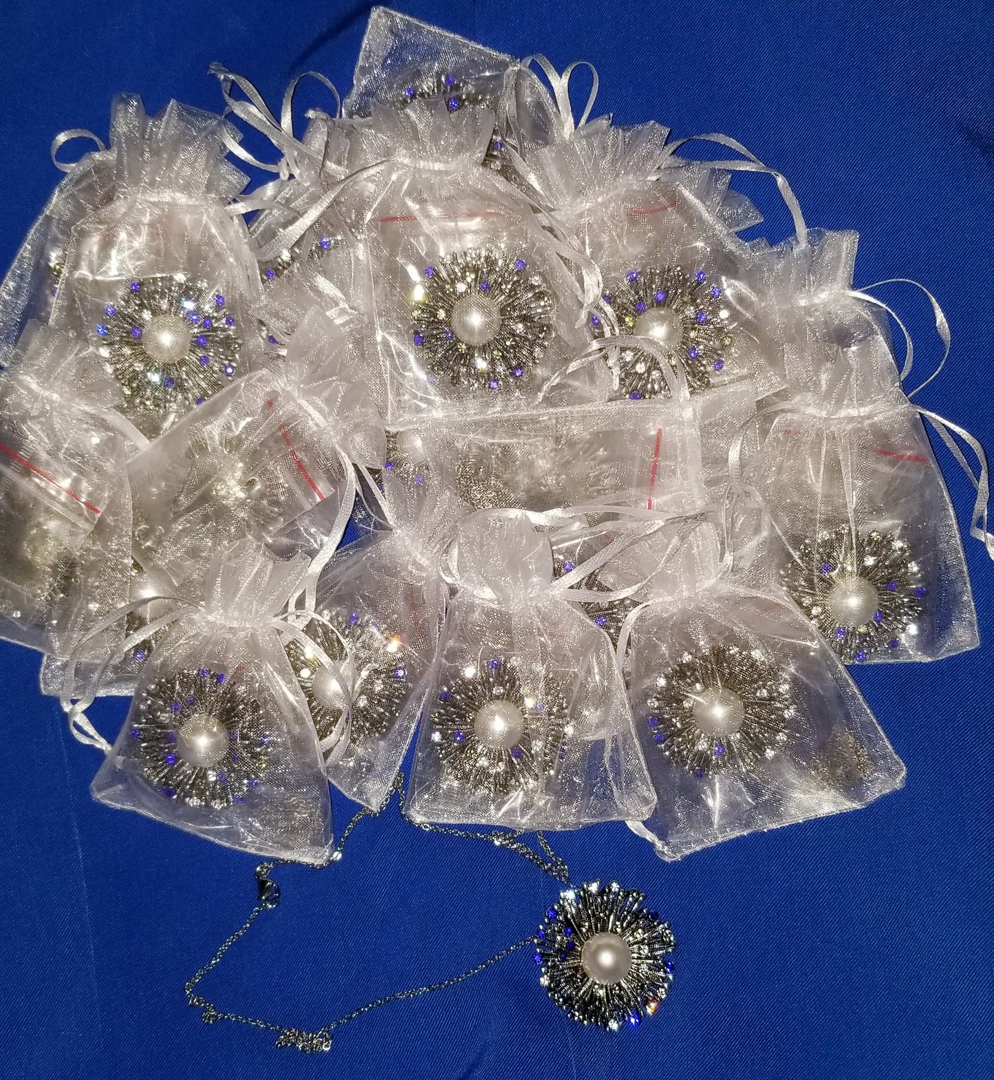 Rhinestone Pearl Brooch