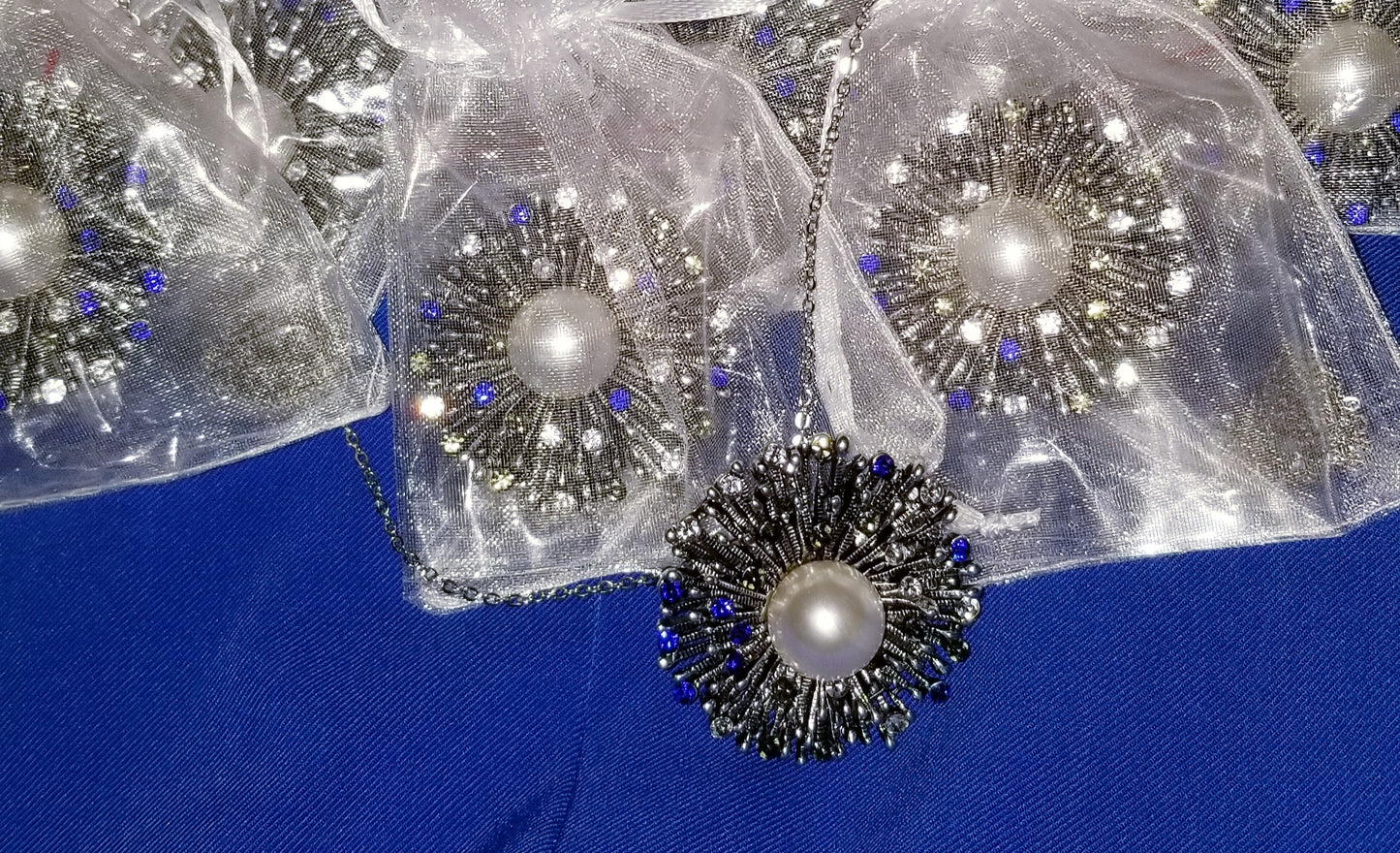 Rhinestone Pearl Brooch