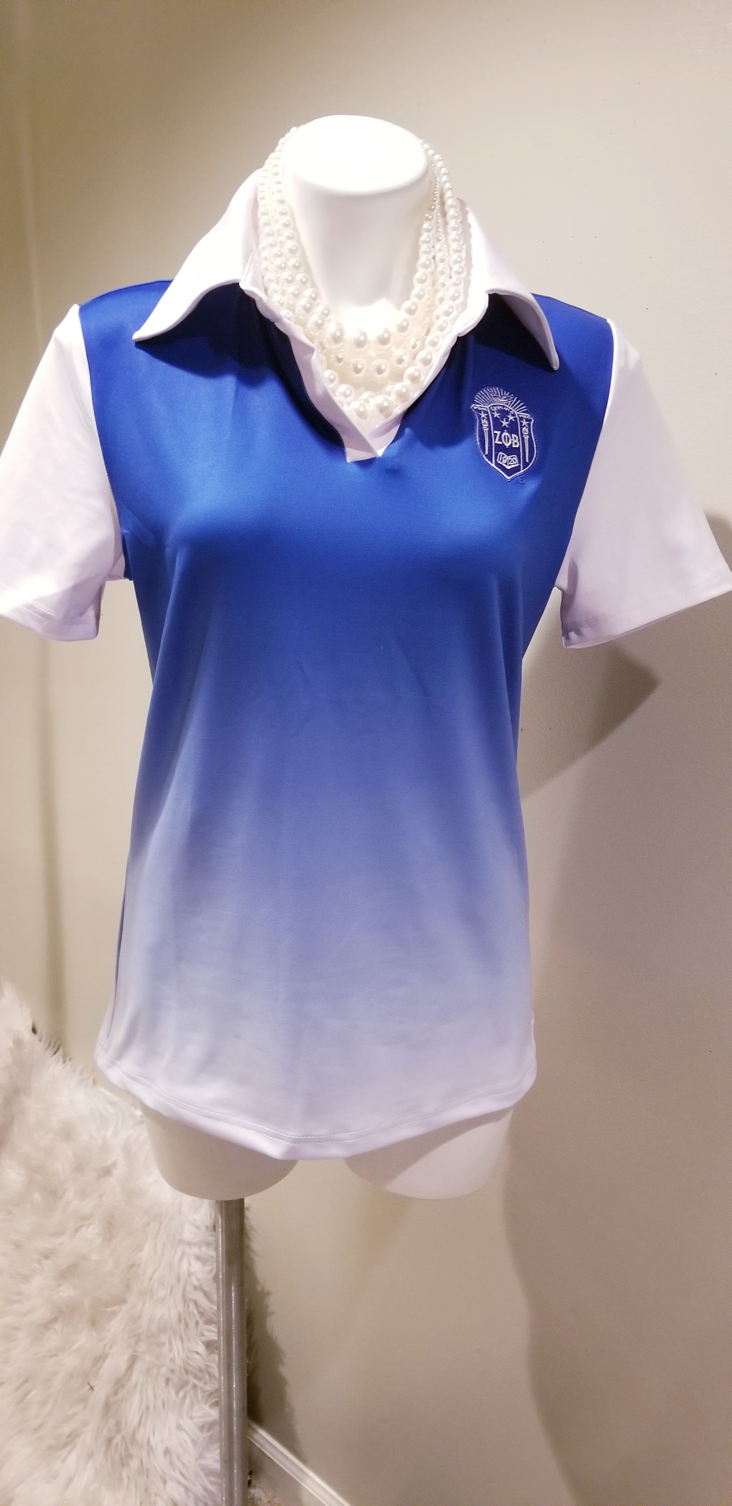 Ombre in Reverse Two Tone Shield Polo Shirt