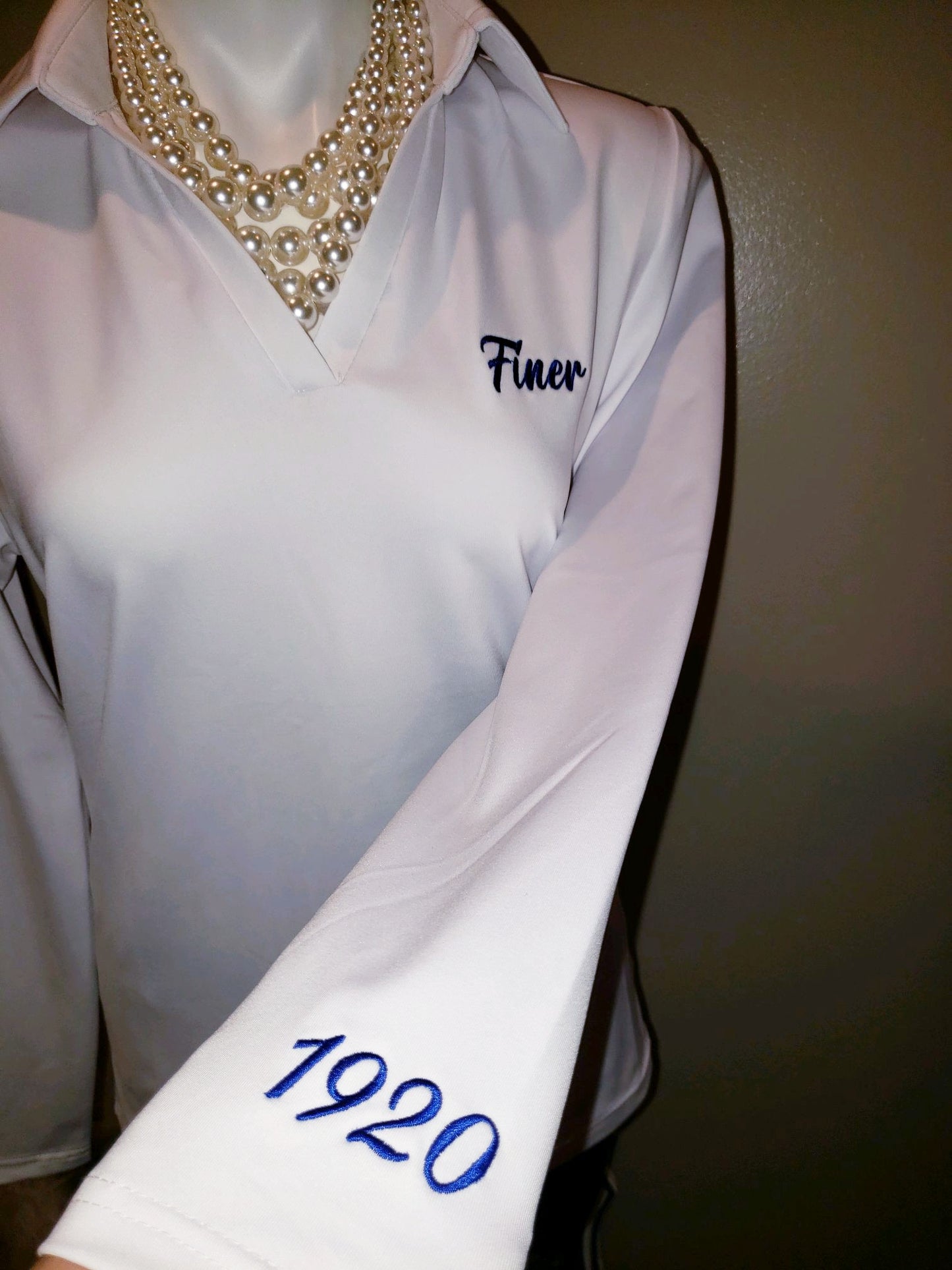 Finer Long Sleeve Polo Shirt (White)