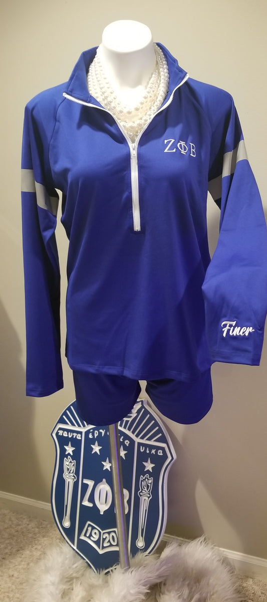 Zeta Blue 3/4 Zip Shirt w/Reflectors