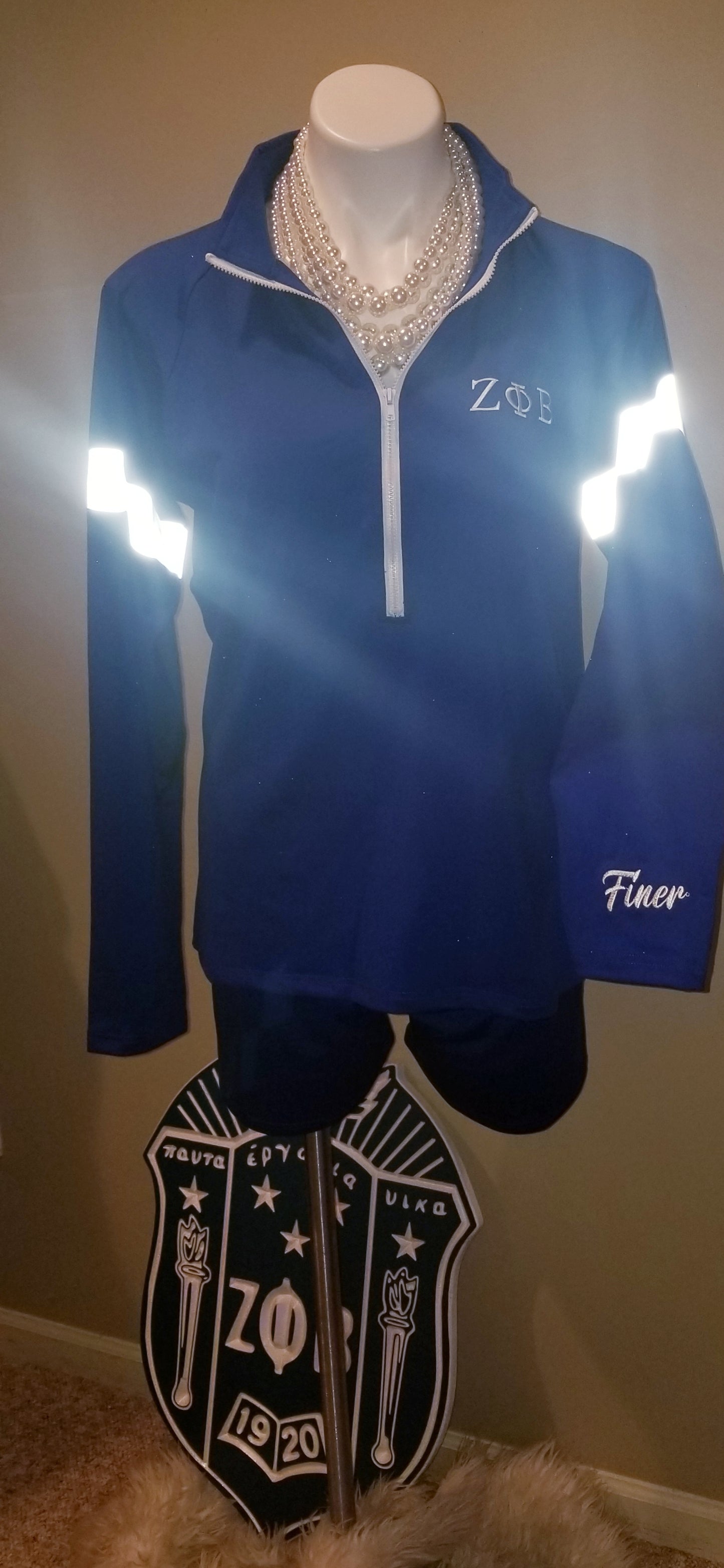 Zeta Blue 3/4 Zip Shirt w/Reflectors