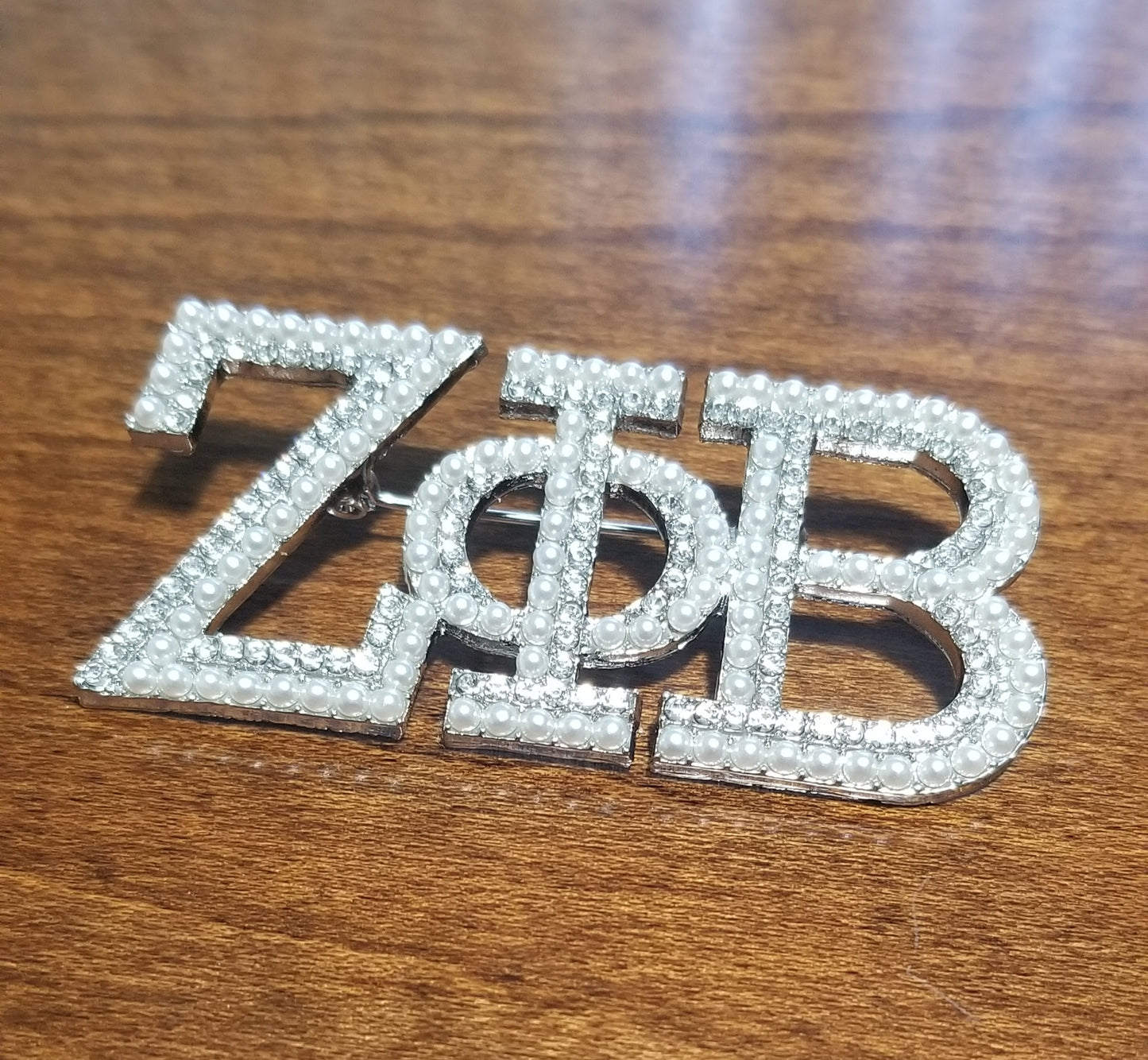 Zeta Greek Letter Pearl Brooch