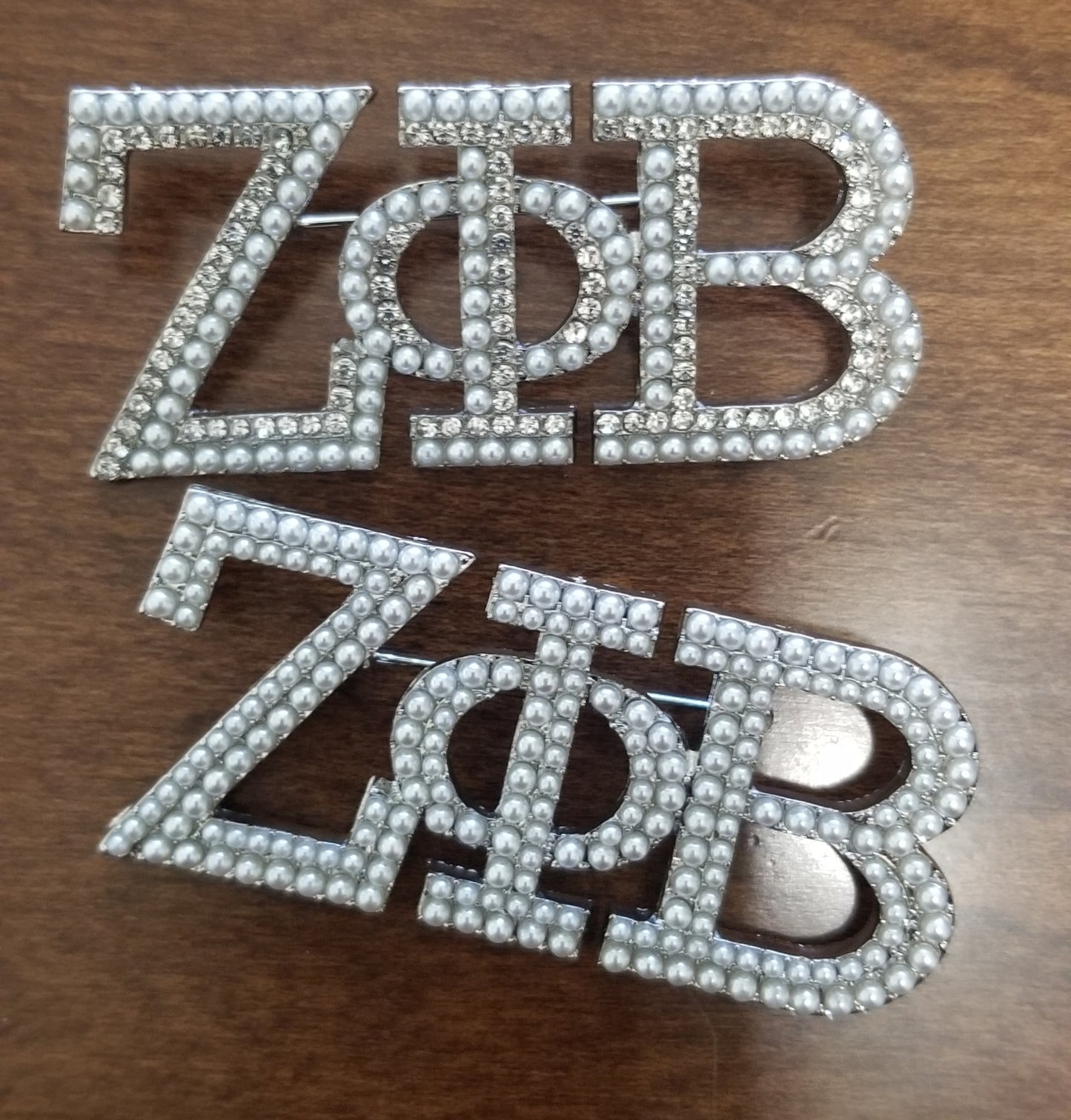 Zeta Greek Letter Pearl Brooch