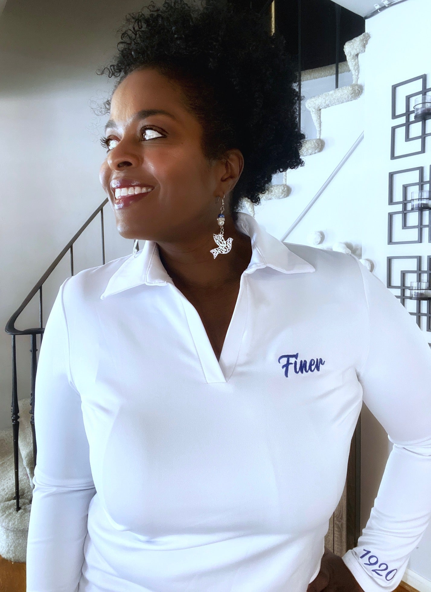 Finer Long Sleeve Polo Shirt (White)