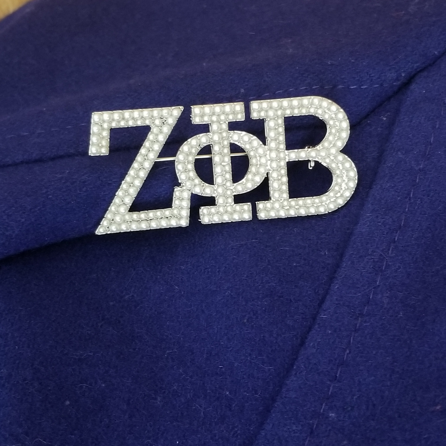 Zeta Greek Letter Pearl Brooch