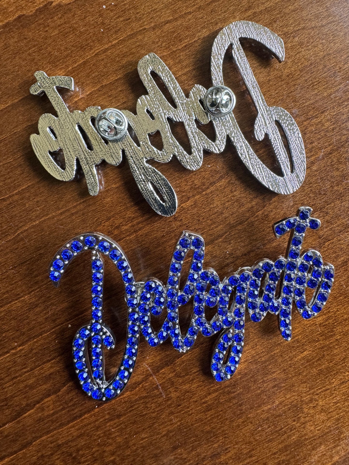 DELEGATE Cursive Lapel Pin