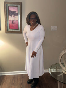 OES White Full Hem Dress