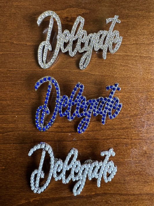 DELEGATE Cursive Lapel Pin
