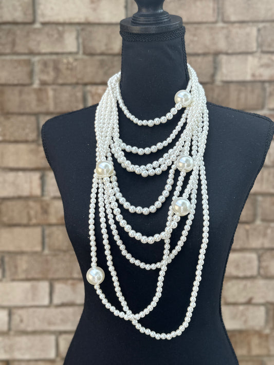 Multi Strands of Elegance Pearl Necklace Set
