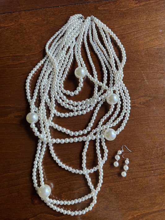 Multi Strands of Elegance Pearl Necklace Set