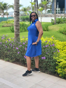 Blue V-Neck Sleeveless Golf/Tennis Dress with matching shorts