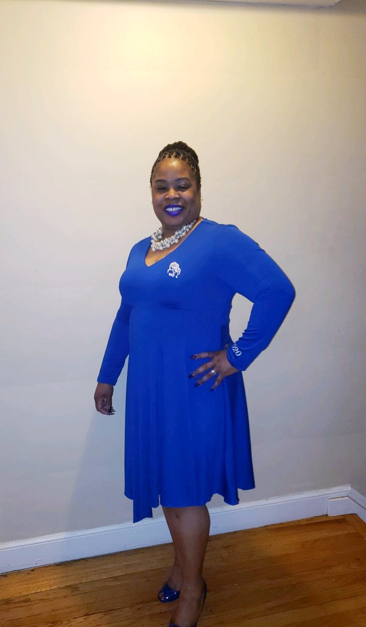 Royal Blue Handkerchief Hem Dress