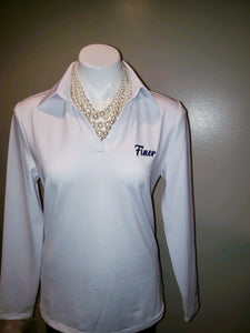 Finer Long Sleeve Polo Shirt (White)