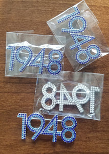 "1948" Shimmery lapel pin