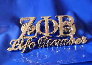 Greek Lettered Life Member girly lapel pin