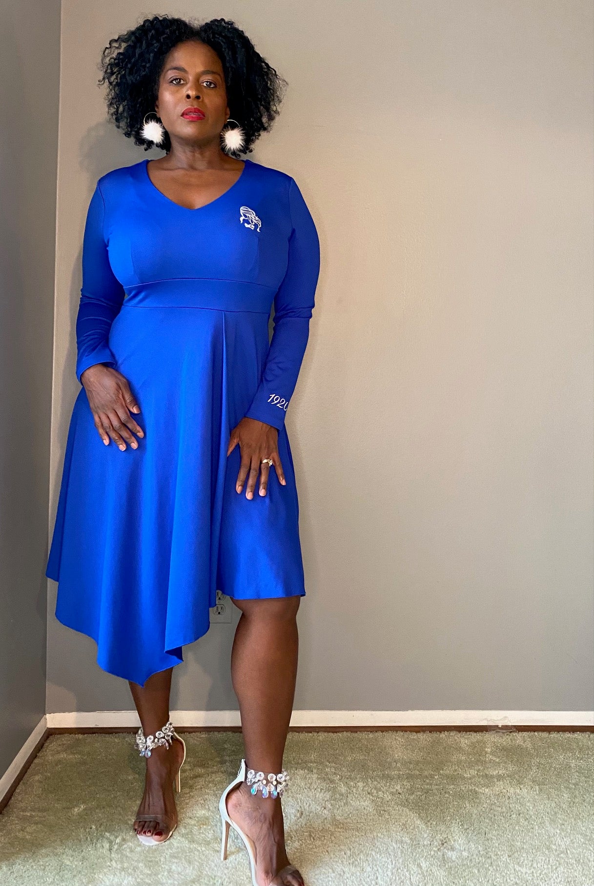 Royal Blue Handkerchief Hem Dress