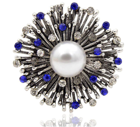 Rhinestone Pearl Brooch